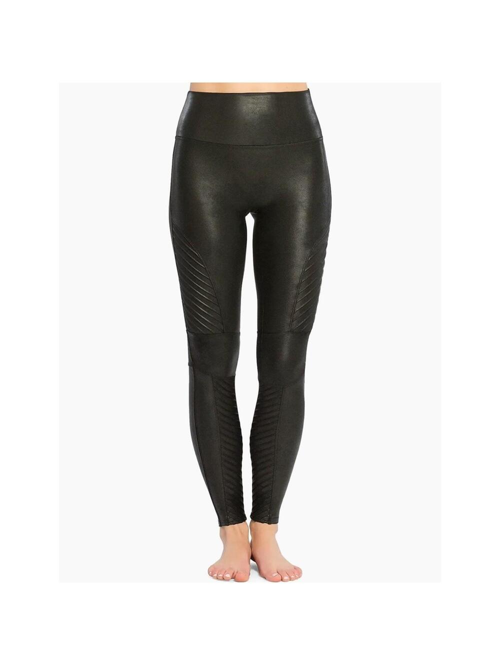 Spanx Faux Leather Moto Leggings in black size M athletic casual athleisure